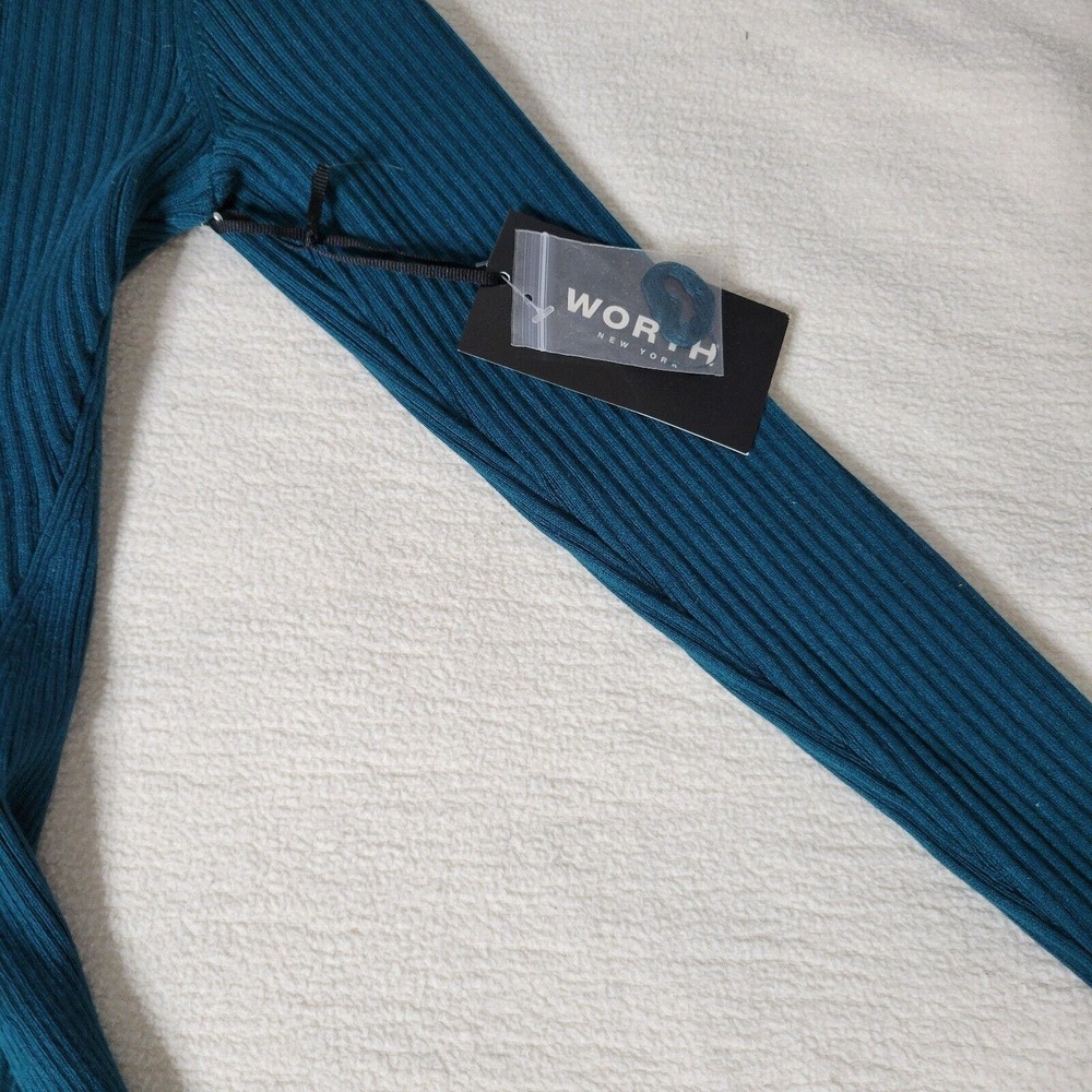 Worth New York Sweater Womens Sz P Lightweight Teal Green Silk Blend Academia - Picture 6 of 16